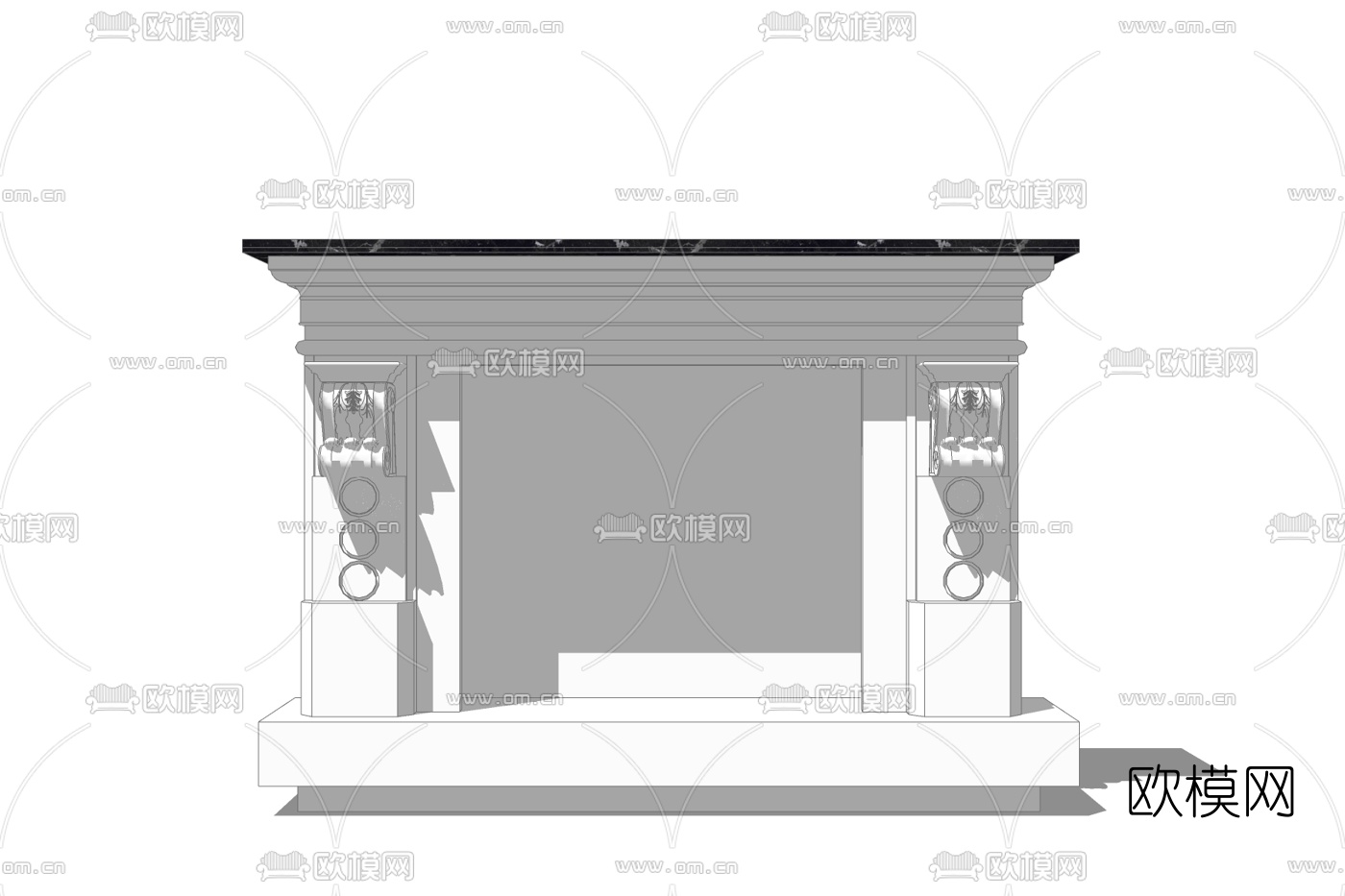 欧式壁炉免费su模型下载