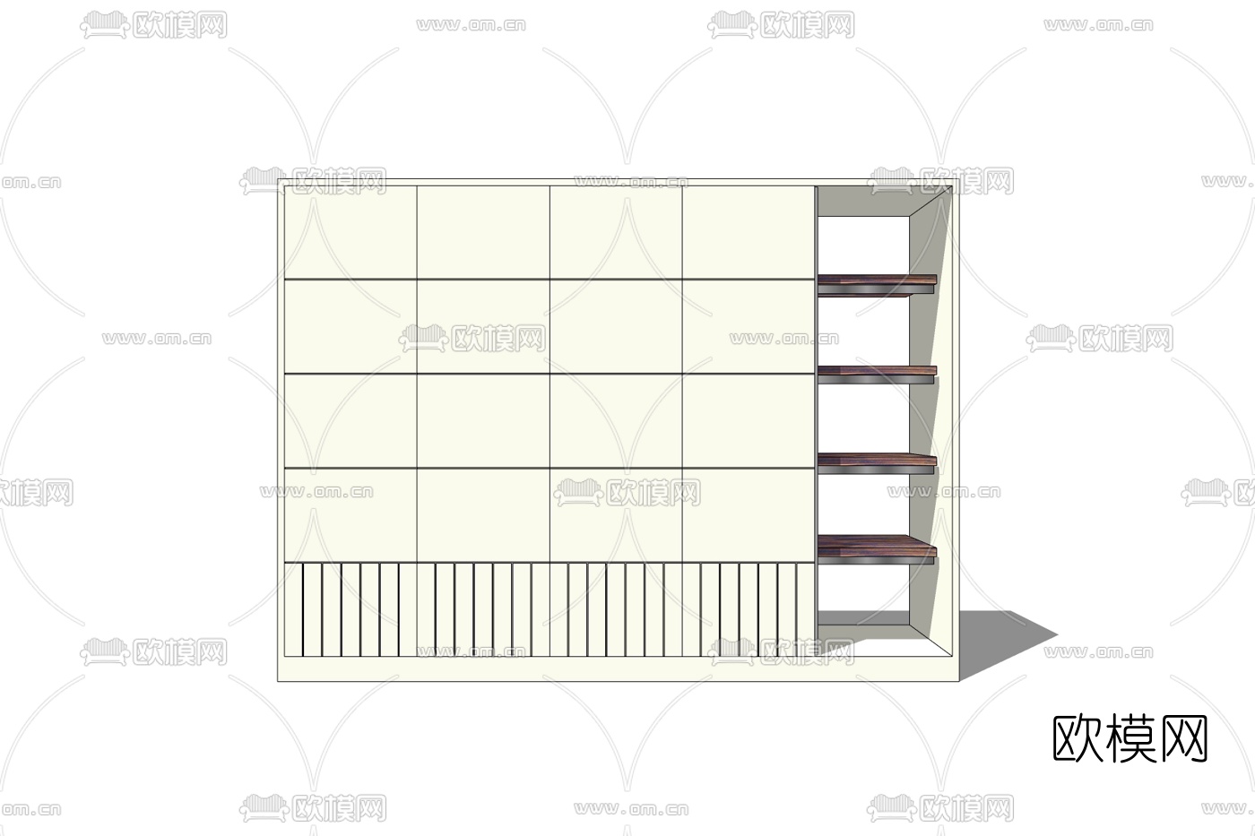 现代衣柜免费su模型下载
