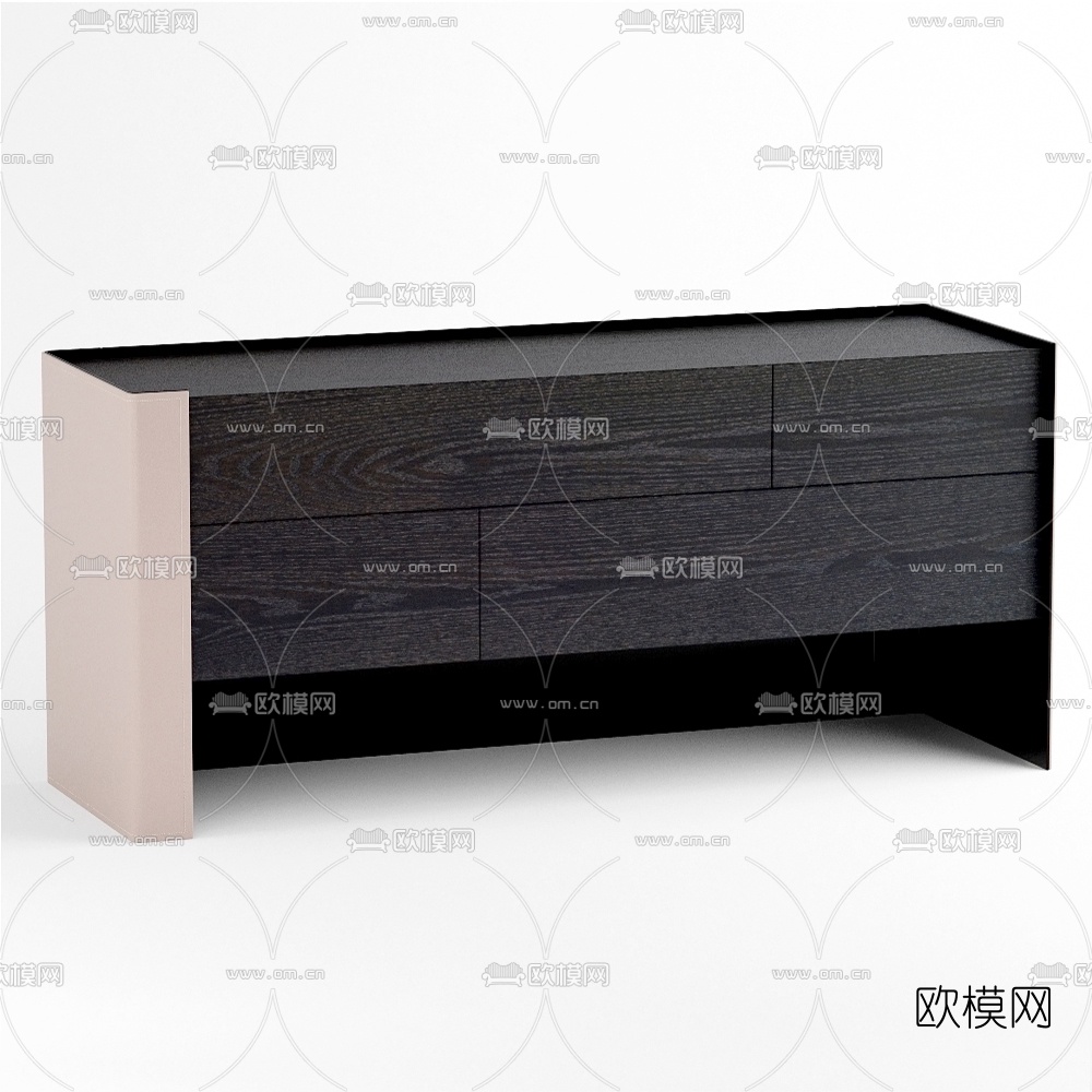 现代实木床头柜3d模型