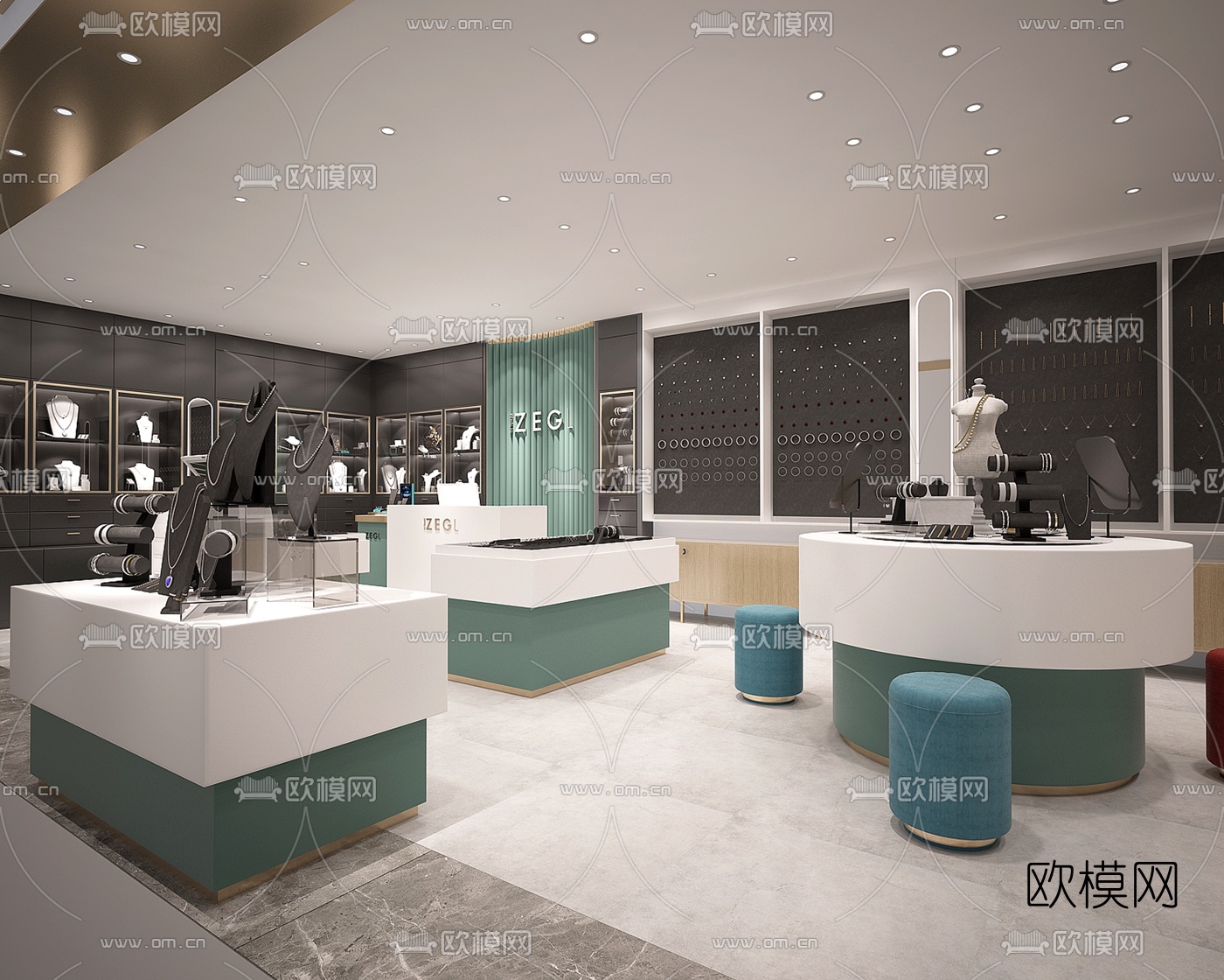 现代首饰店珠宝店3d模型