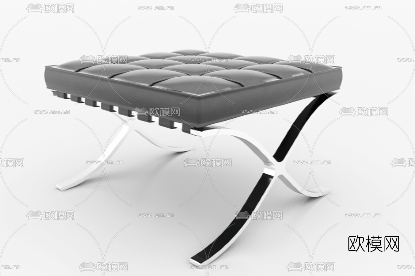 现代布艺脚踏免费su模型