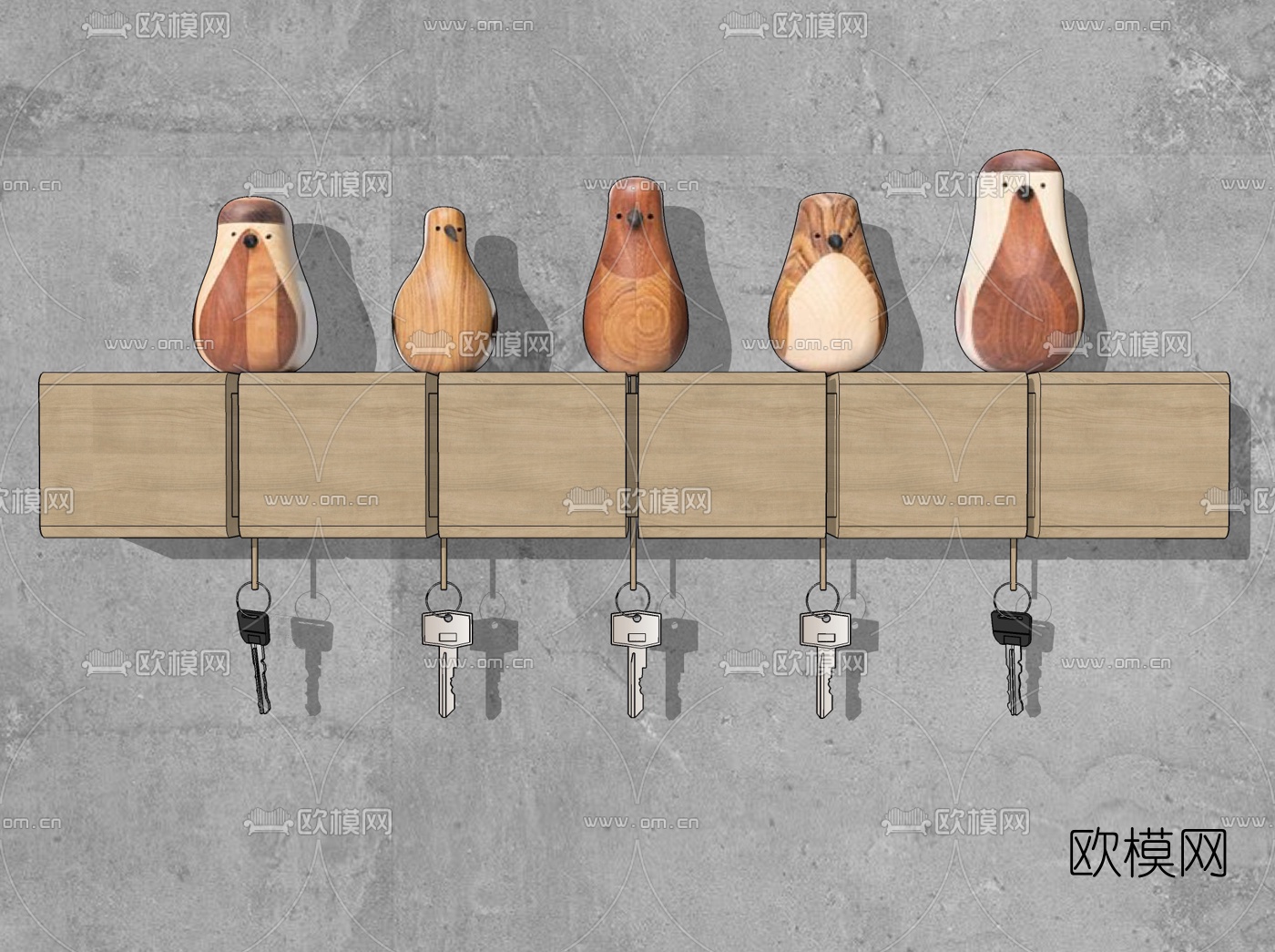 北欧原木壁柜su模型下载