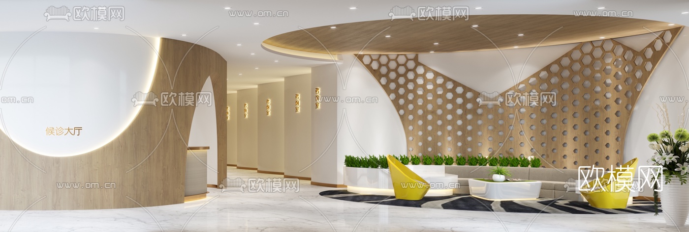 现代美容院大厅3d模型