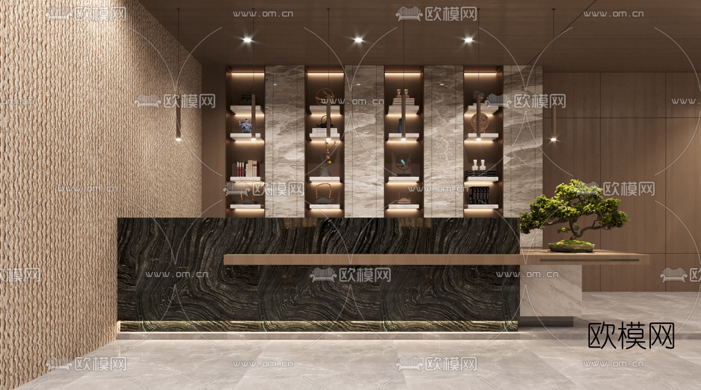 新中式售楼中心3d模型下载（渲染图2）