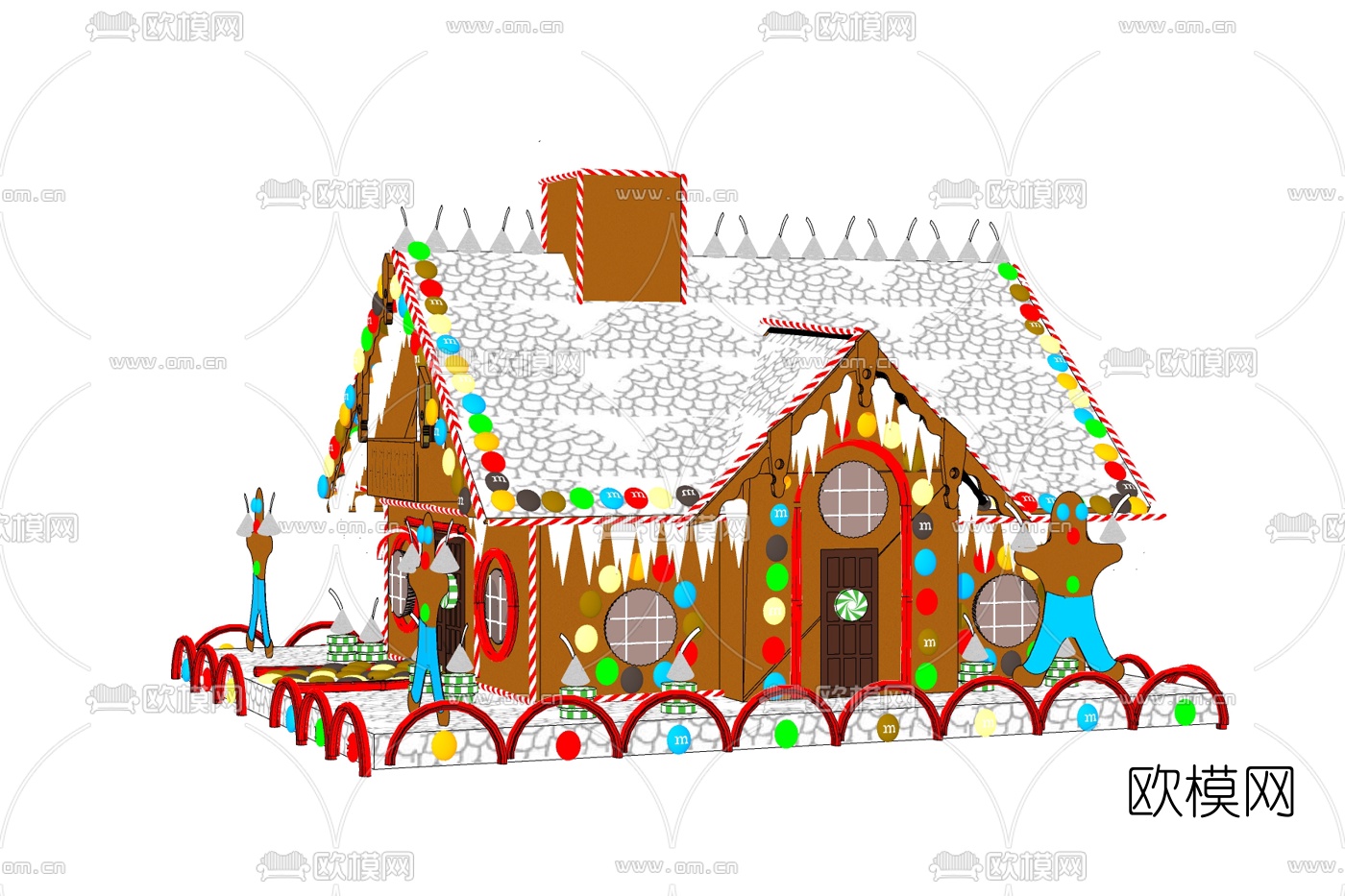 北欧圣诞房屋摆件免费su模型下载