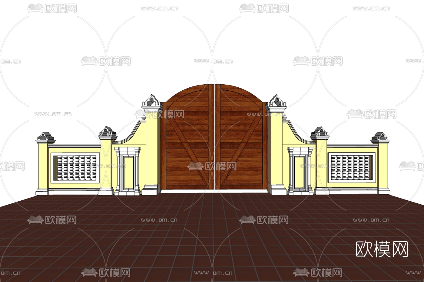 欧式实木大门免费su模型下载