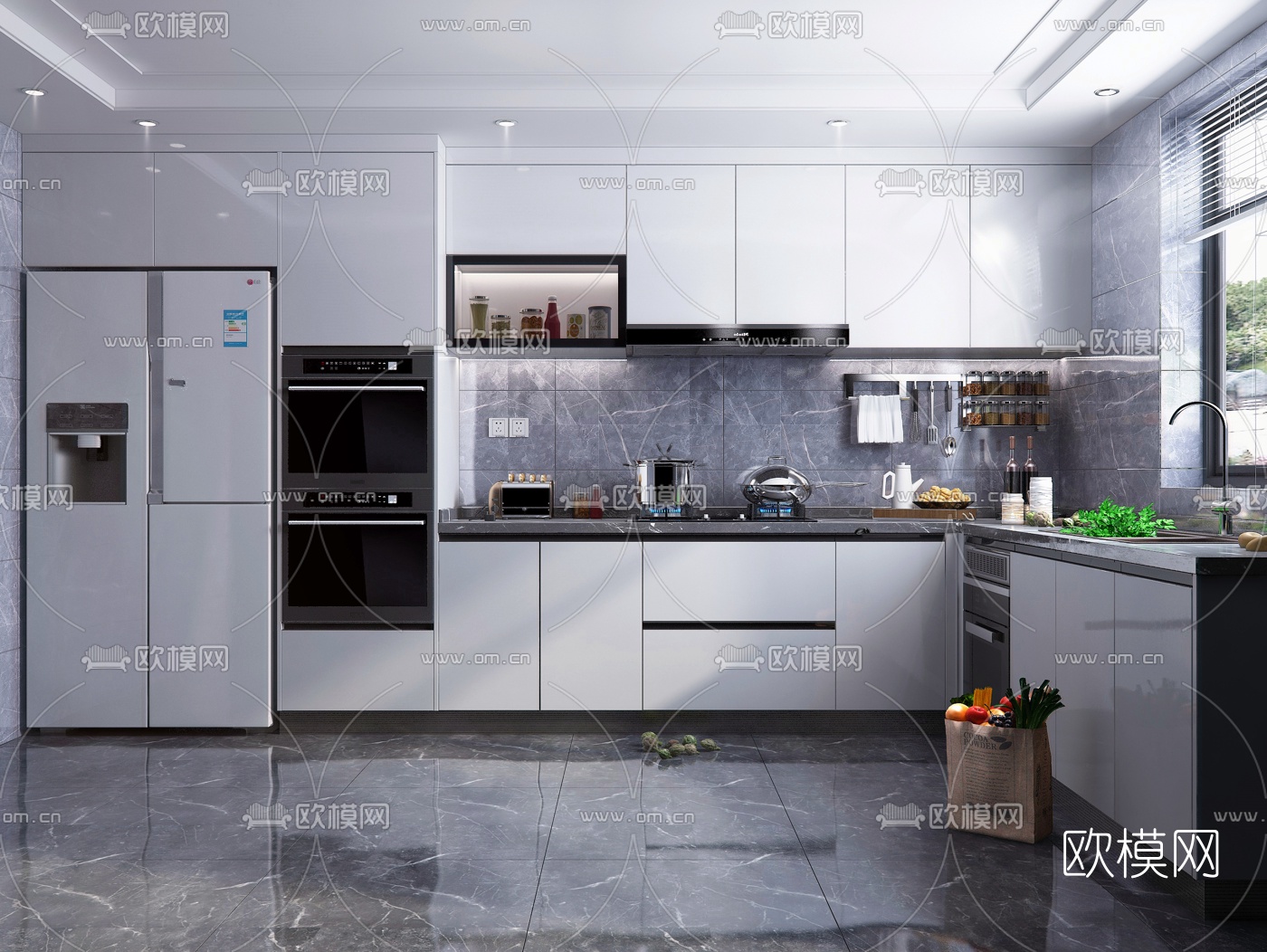 现代厨房橱柜3d模型