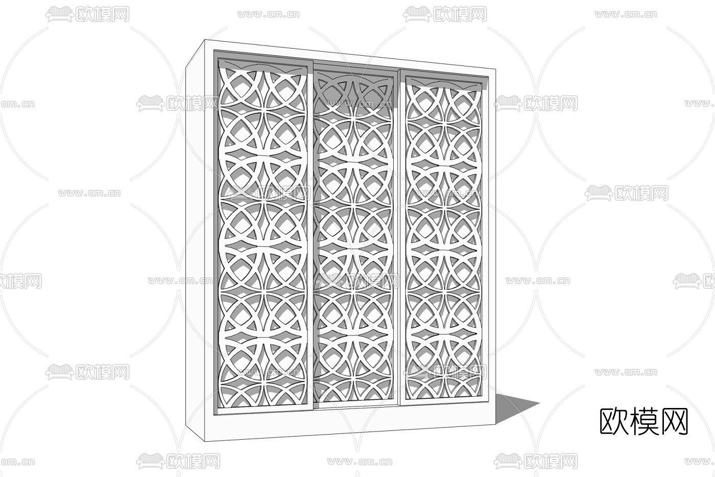现代玻璃衣柜免费su模型下载