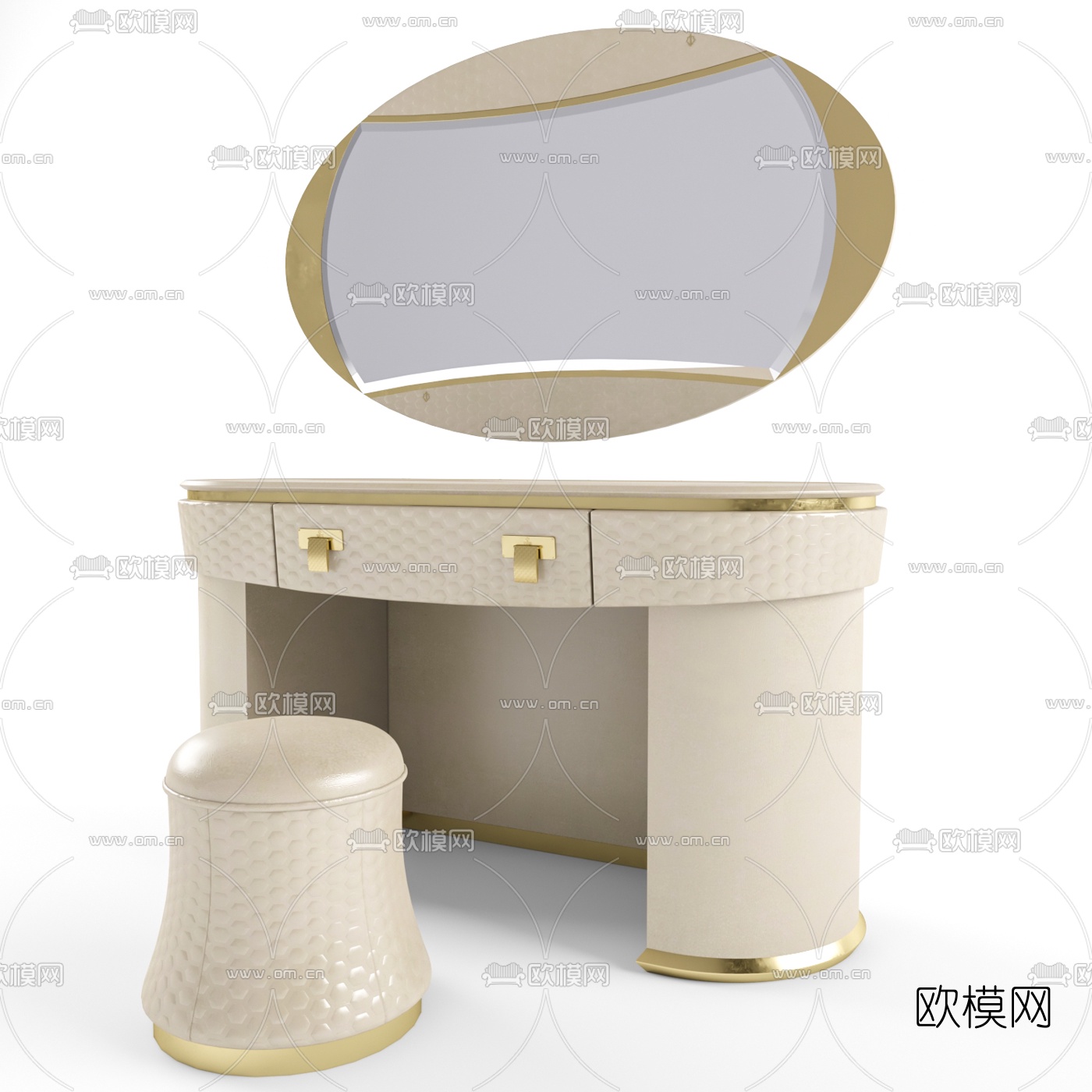 后现代轻奢梳妆台3d模型下载（渲染图2）