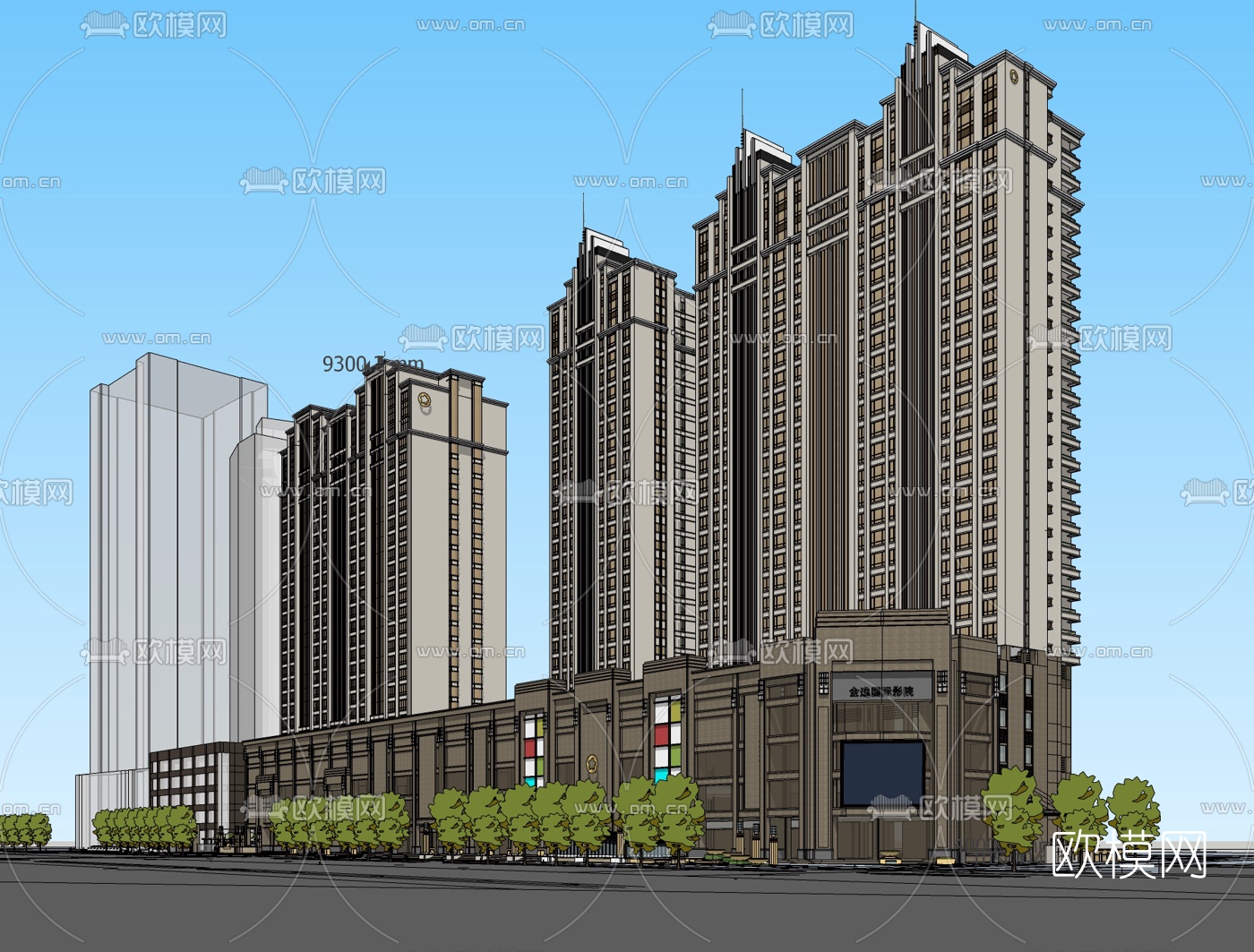 新古典商住综合楼su模型下载