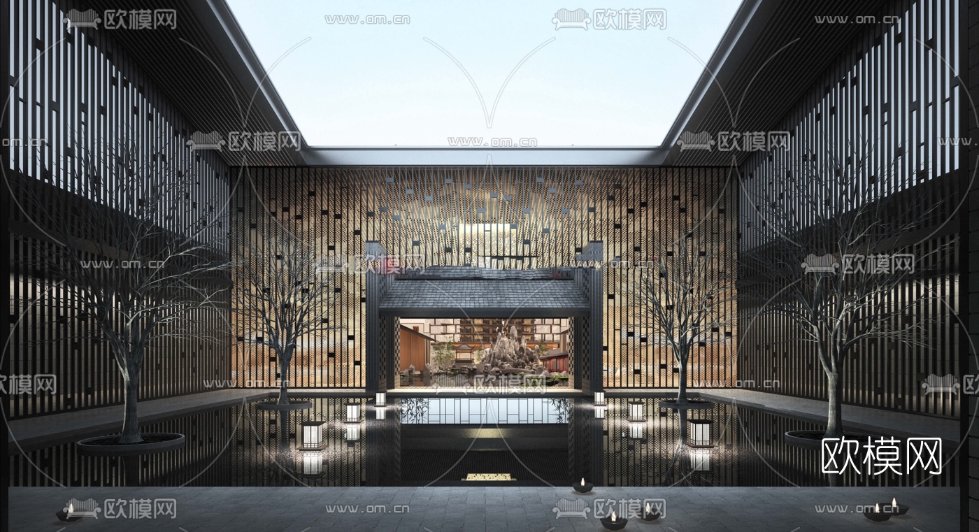 现代高层公寓楼外观su模型下载（渲染图3）