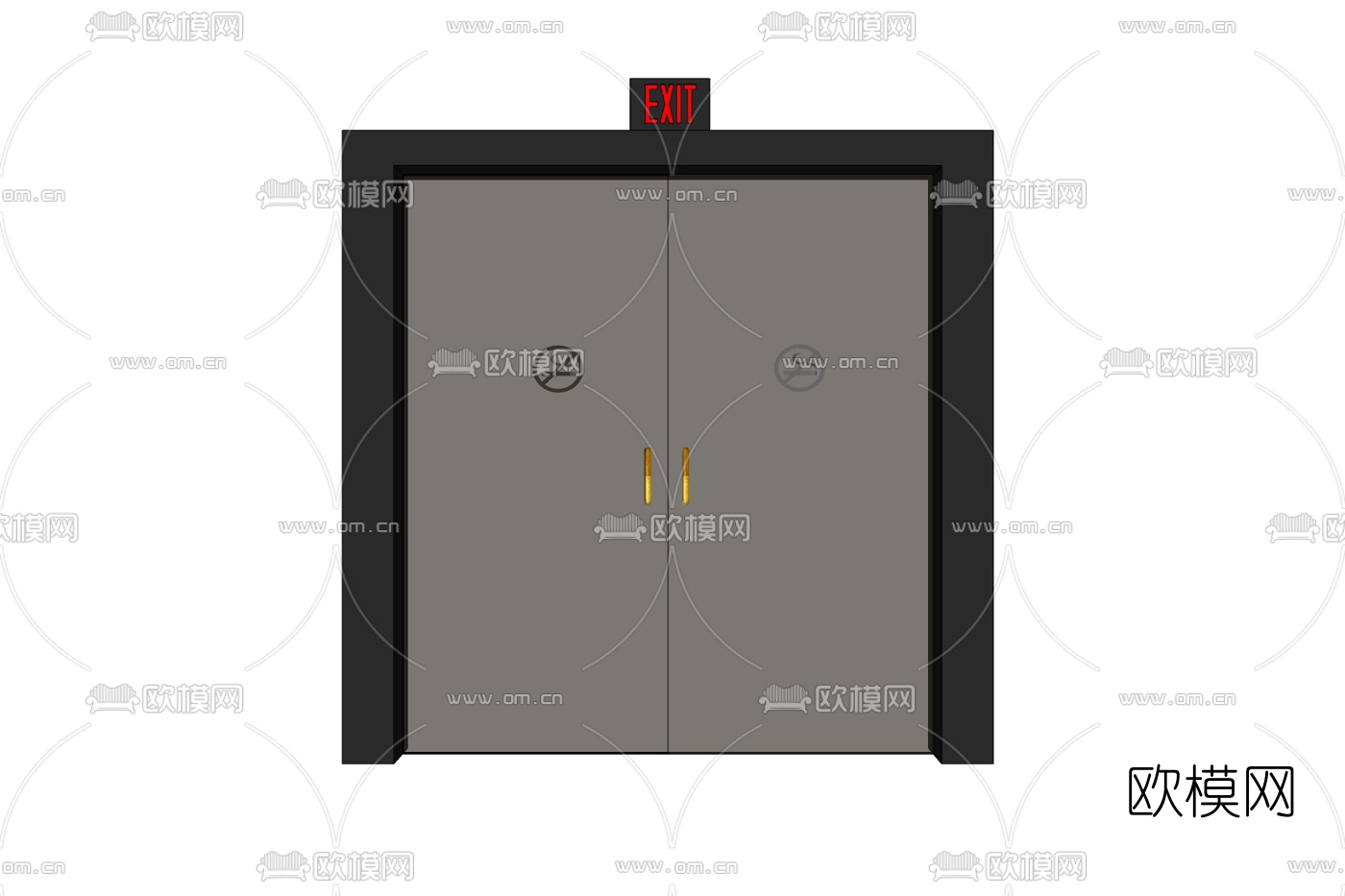 现代实木消防门免费su模型