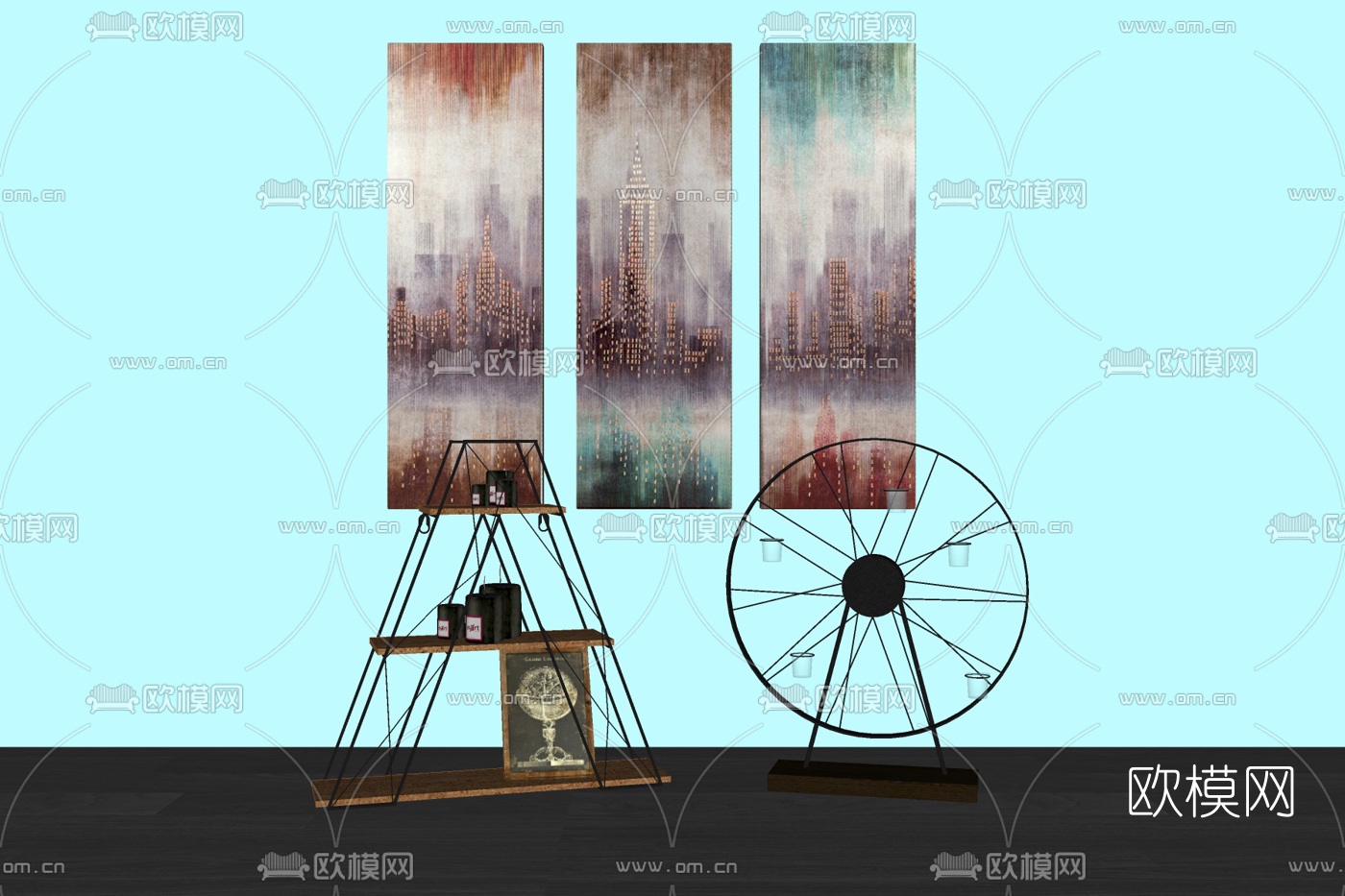 工业风风车摆件免费su模型下载