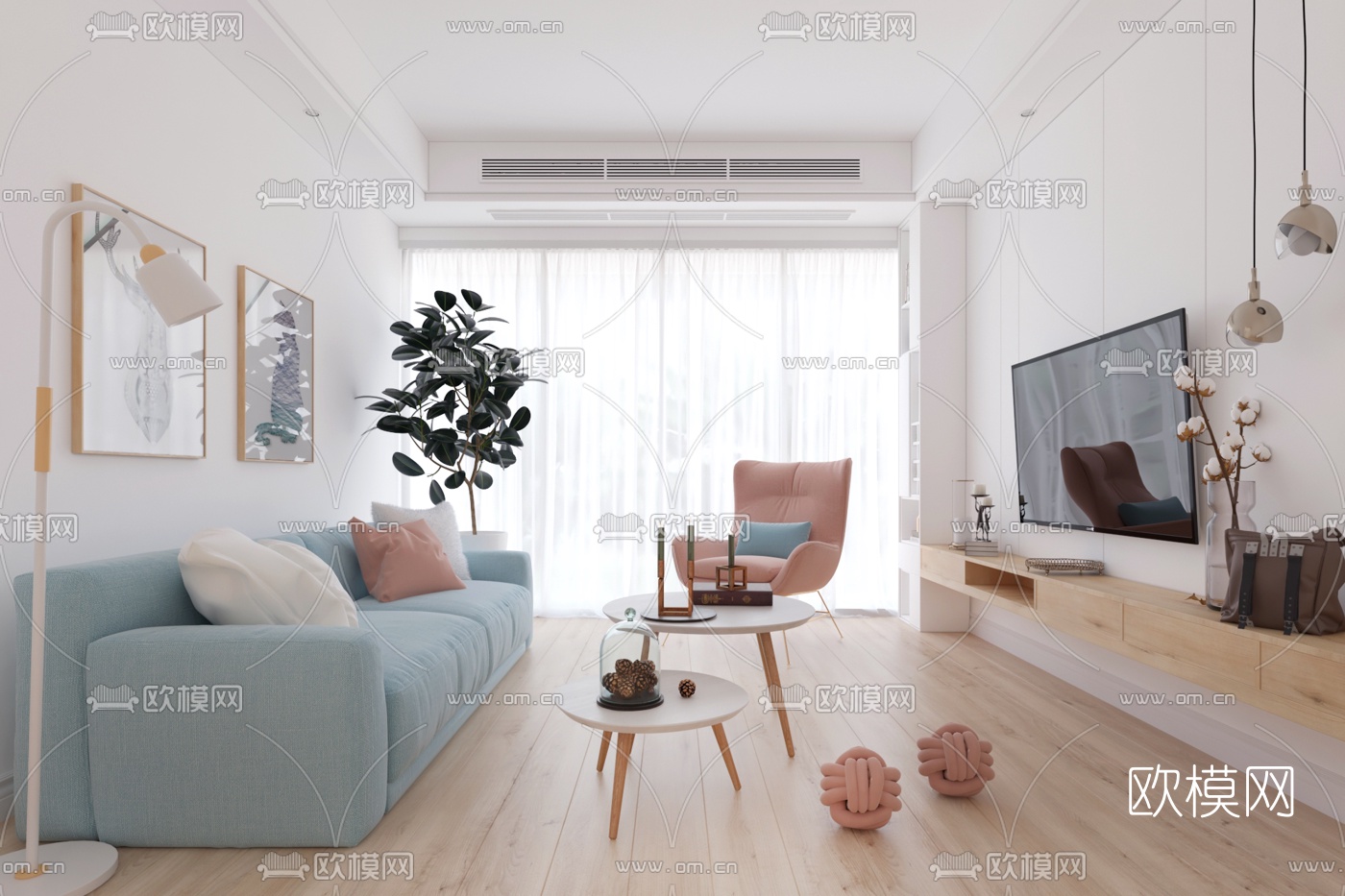 北欧客厅餐厅3d模型