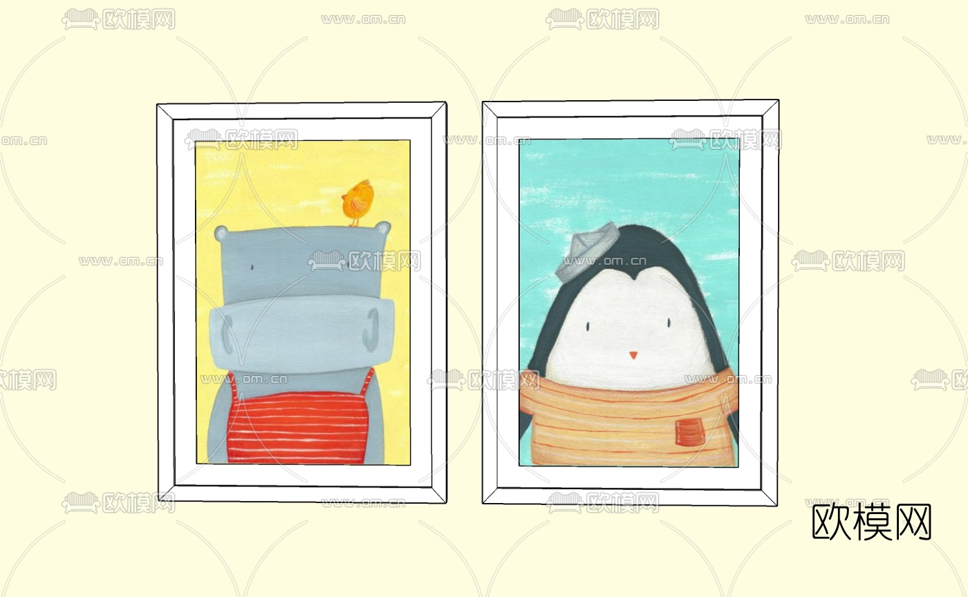 现代装饰挂画免费su模型下载