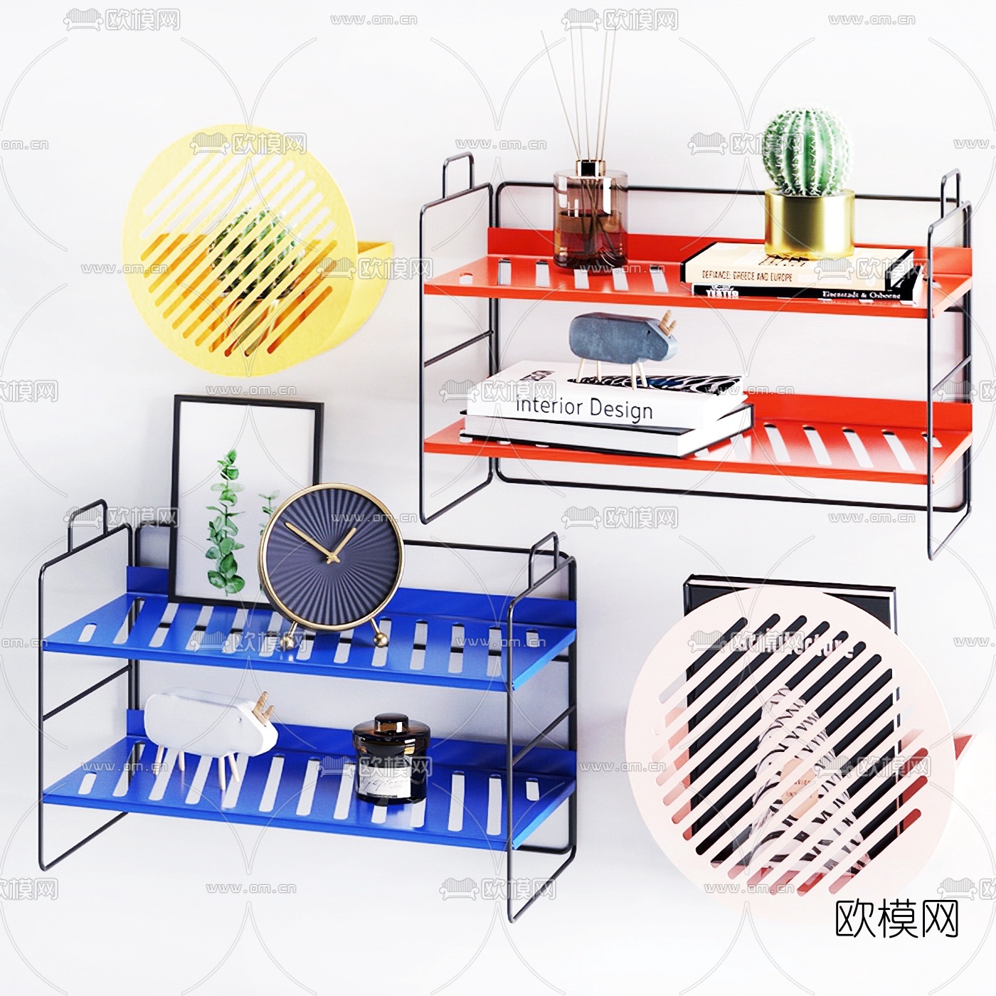 现代简约墙饰挂架摆件3d模型