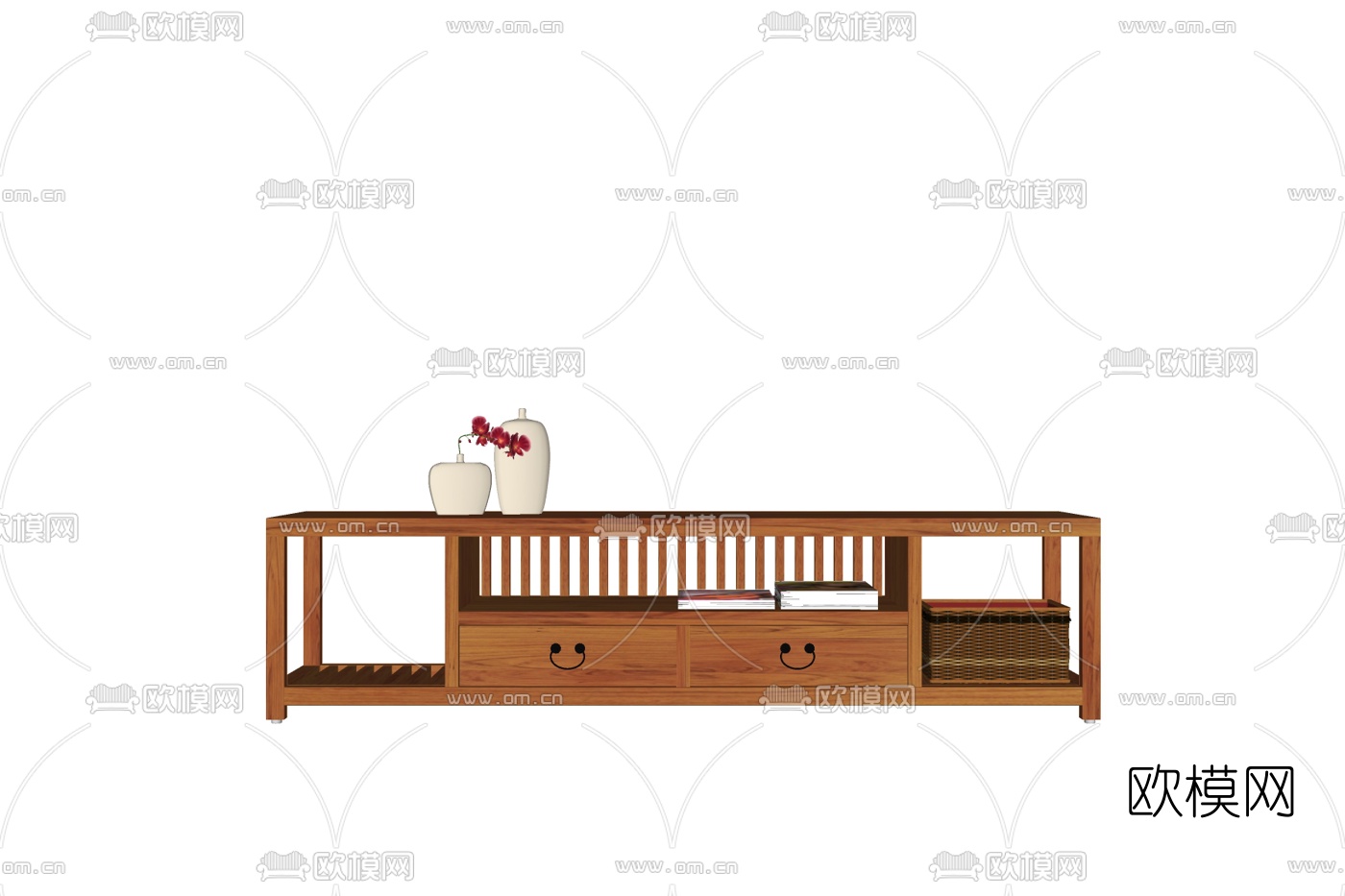 新中式电视柜免费su模型下载