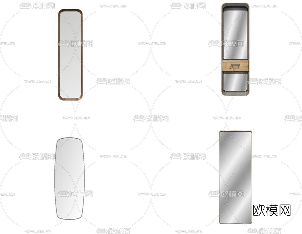 现代立体式穿衣镜su模型下载