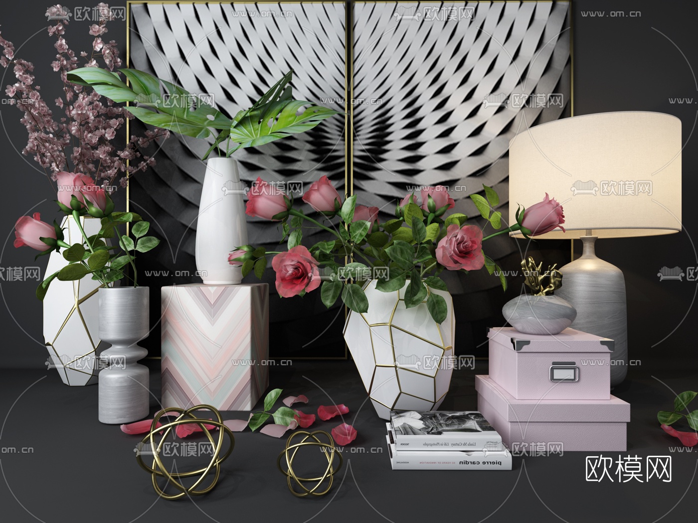 现代花瓶花卉摆件3d模型