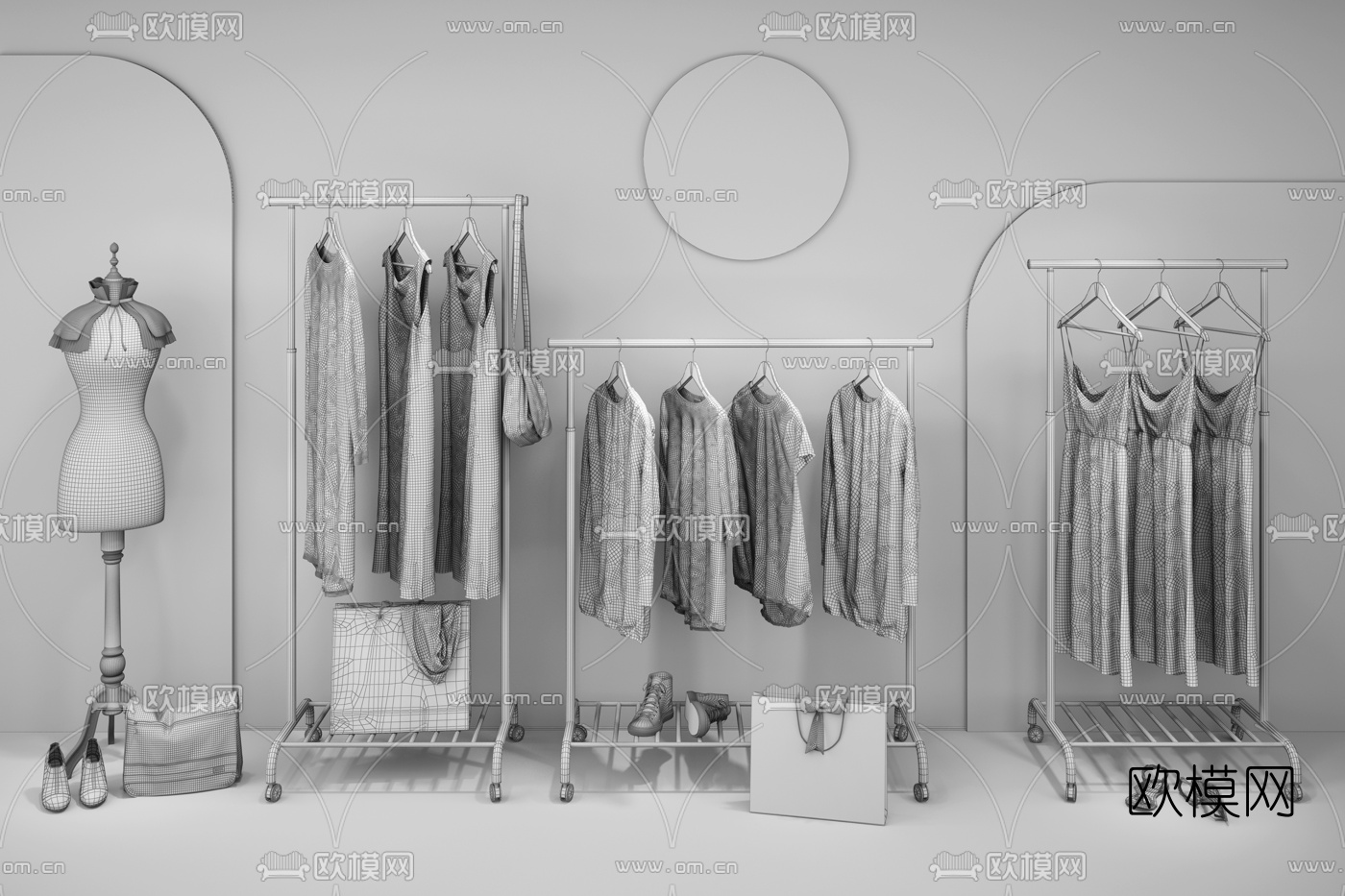 北欧衣架女装服饰3d模型下载（渲染图2）