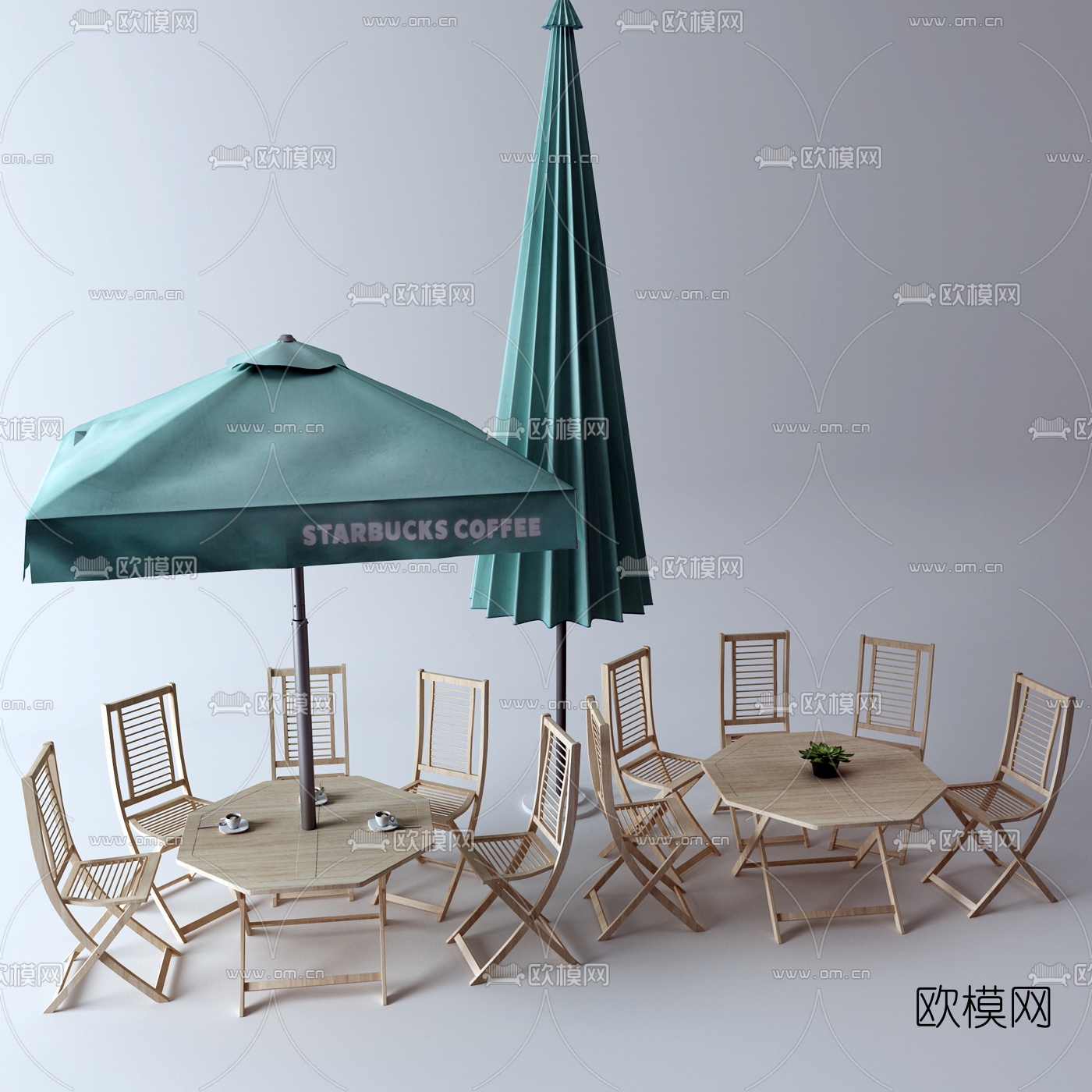 现代实木户外桌椅3d模型