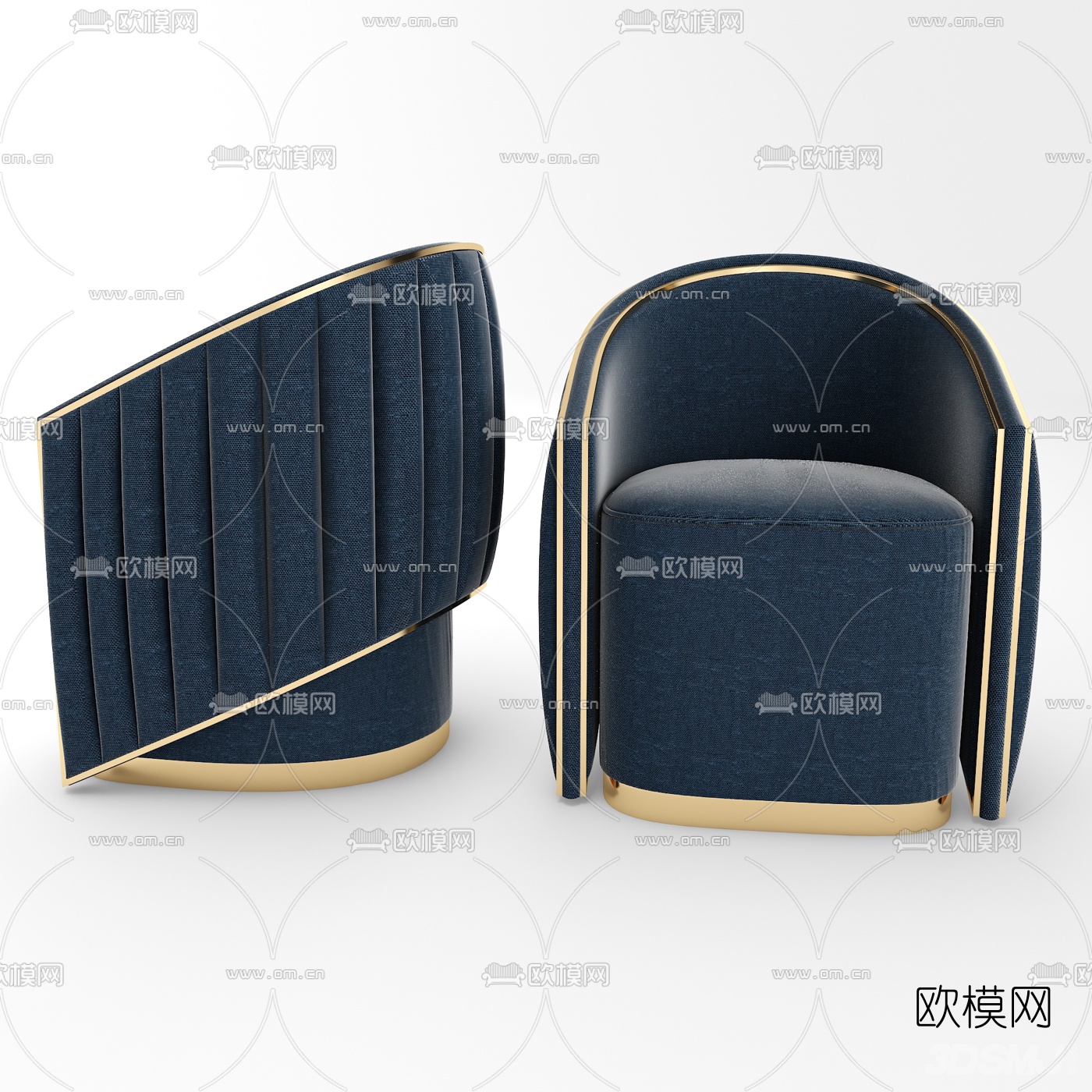 后现代布艺单人沙发3d模型下载（渲染图1）