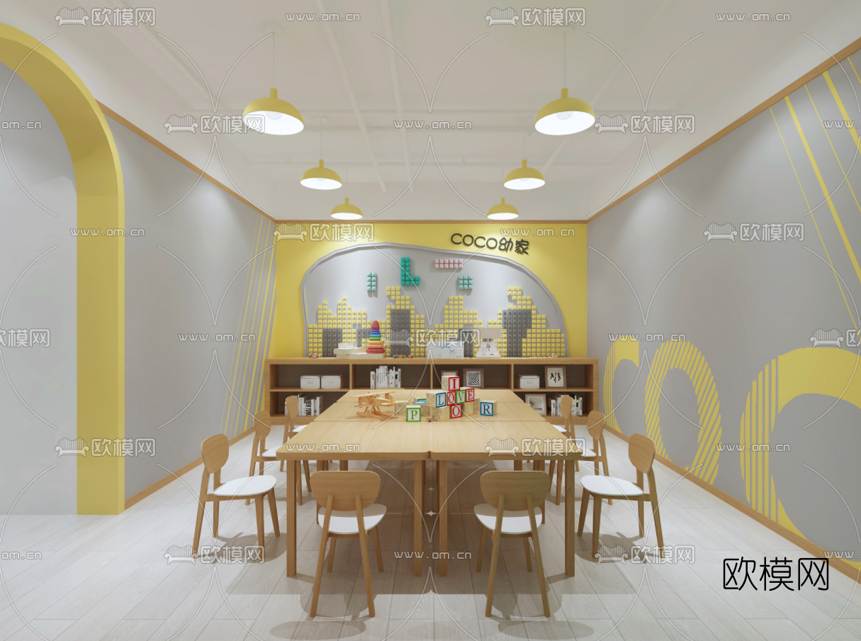 北欧幼儿园教室3d模型下载（渲染图4）