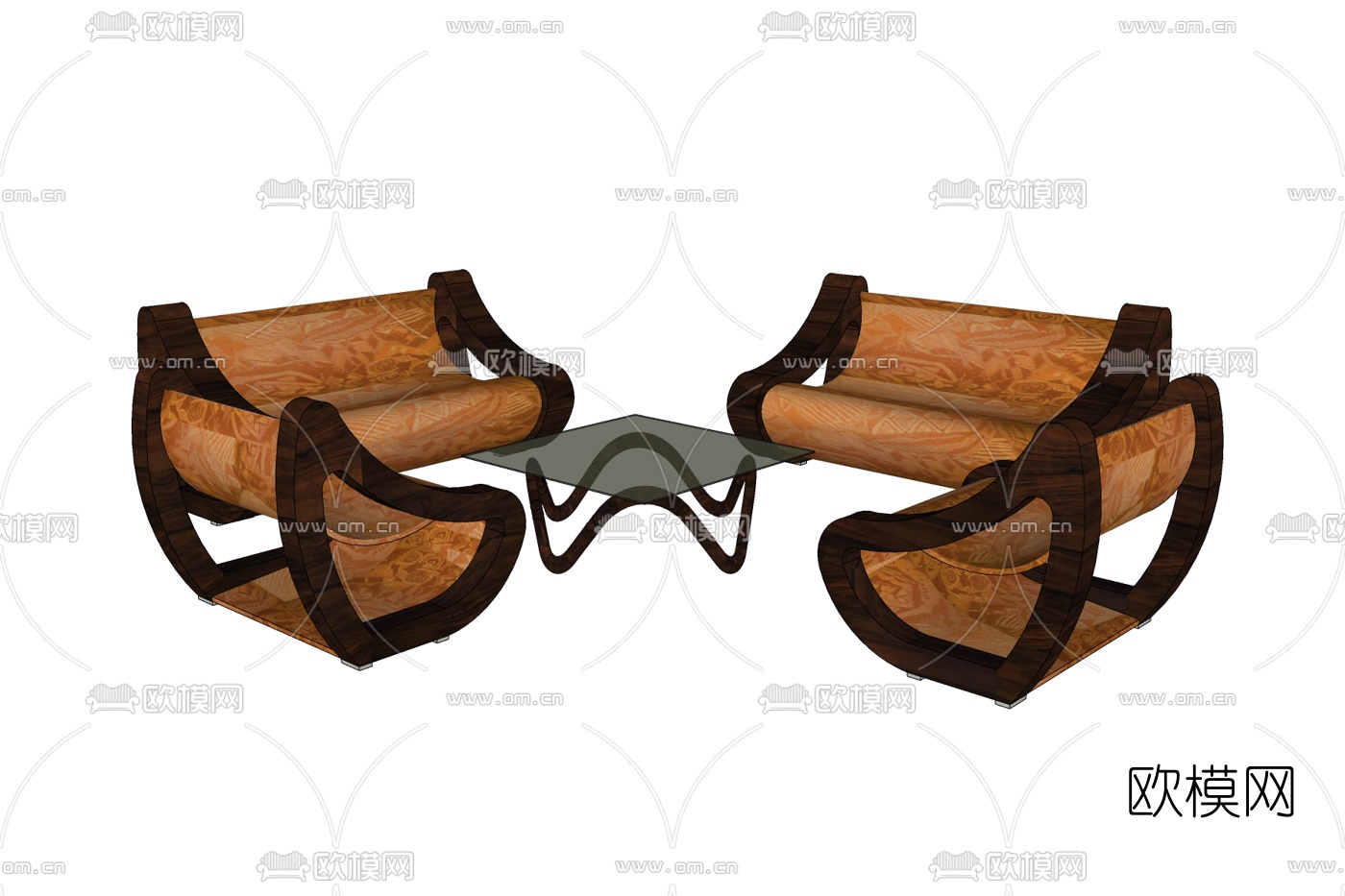 现代实木组合沙发免费su模型下载