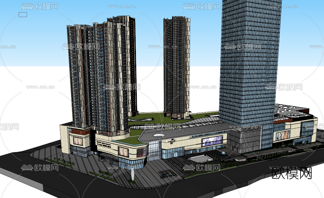 现代商住综合楼su模型