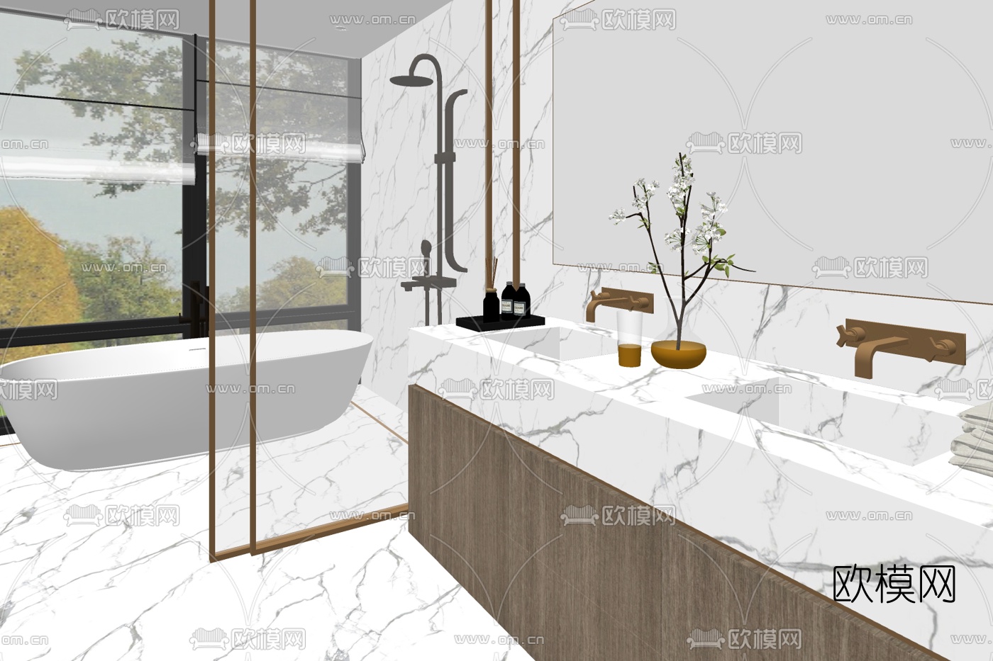 现代轻奢浴室免费su模型下载