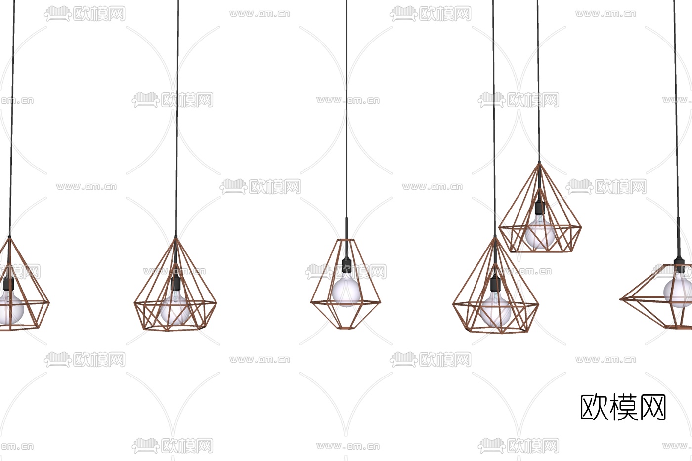 北欧木质吊灯免费su模型下载