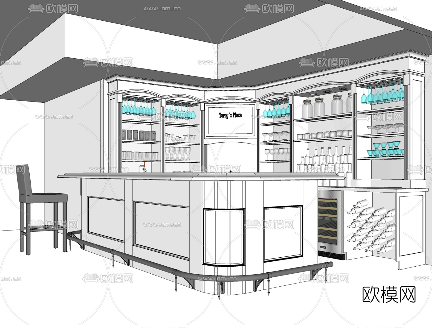 简欧橱柜免费su模型