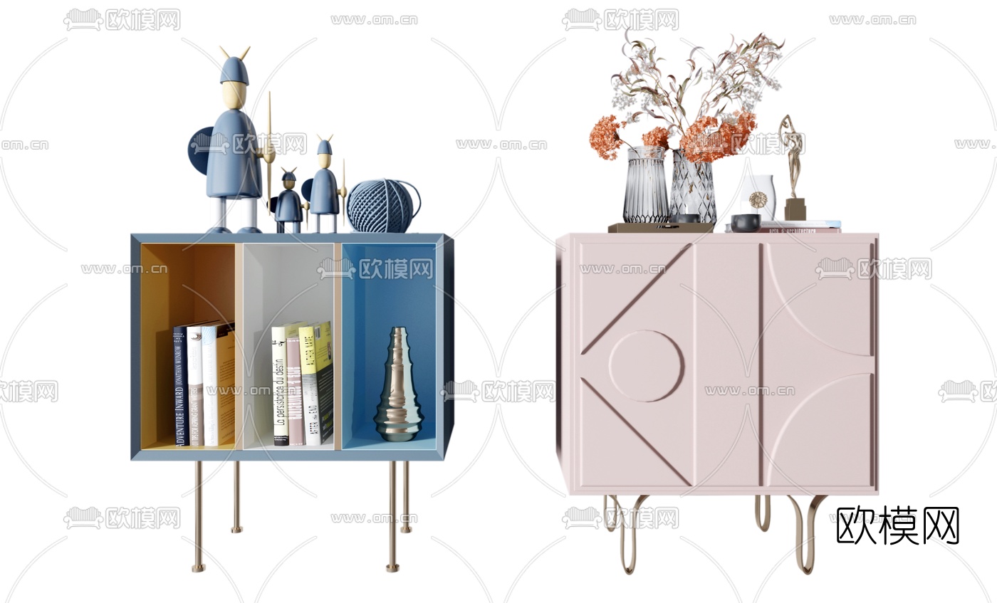 现代儿童边柜3d模型下载