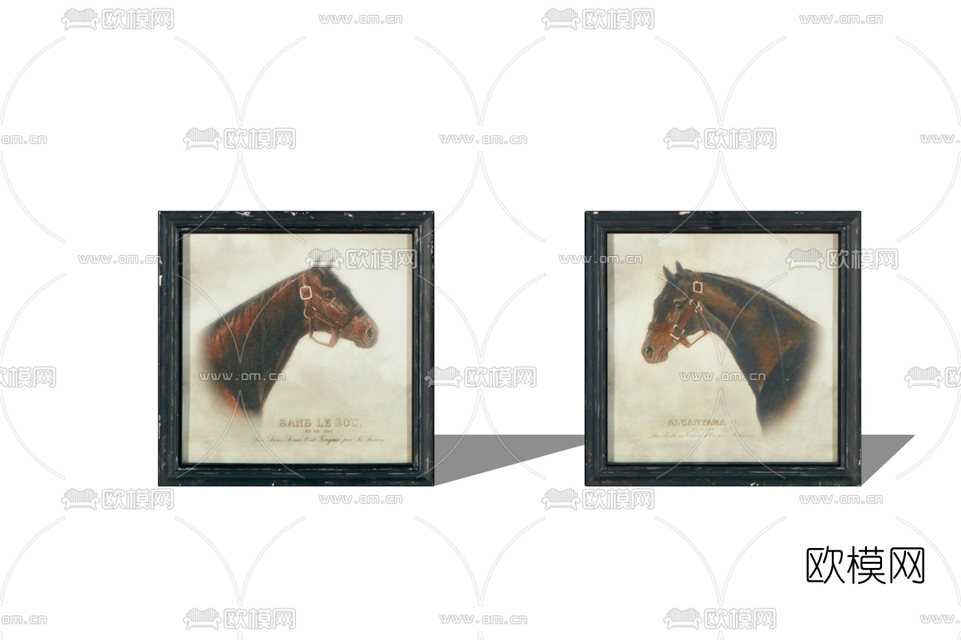 欧式蒙古马装饰画免费su模型下载