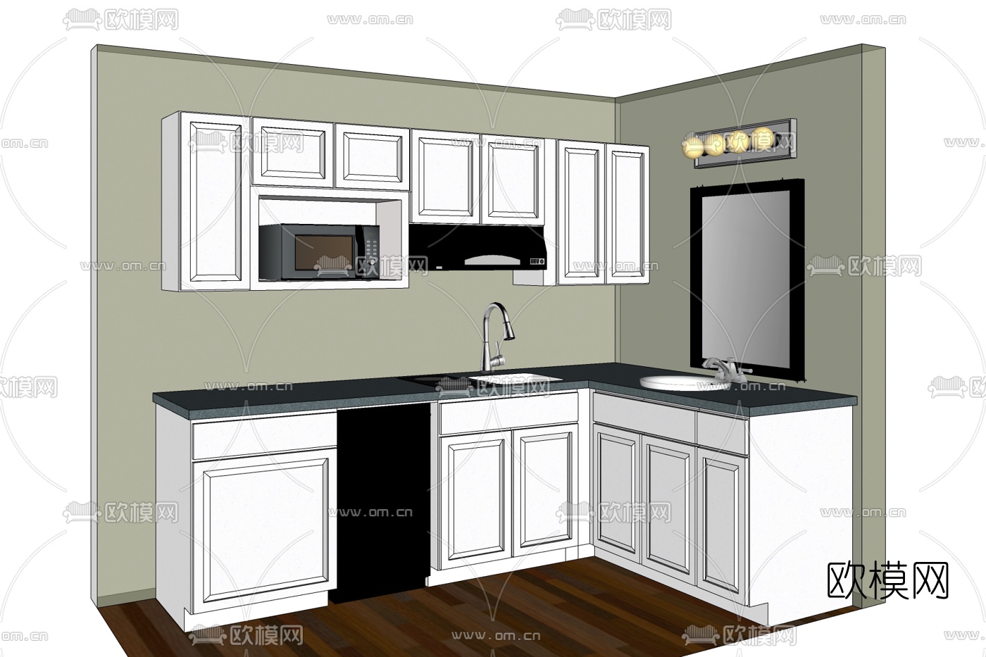 简欧浴室柜免费su模型下载