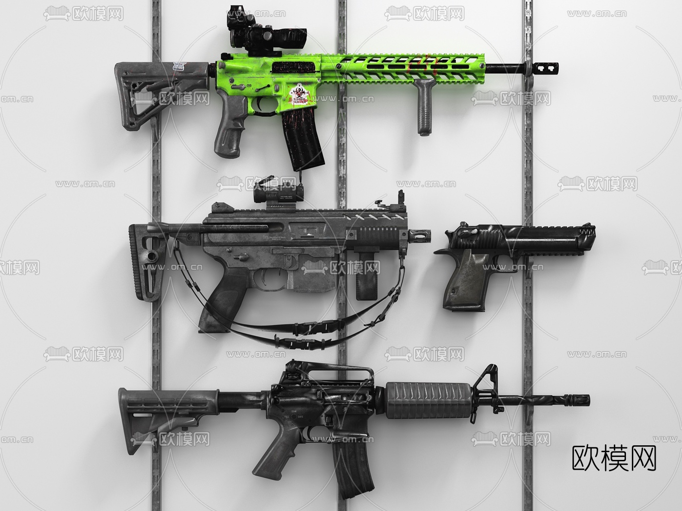 现代手枪步枪3d模型下载