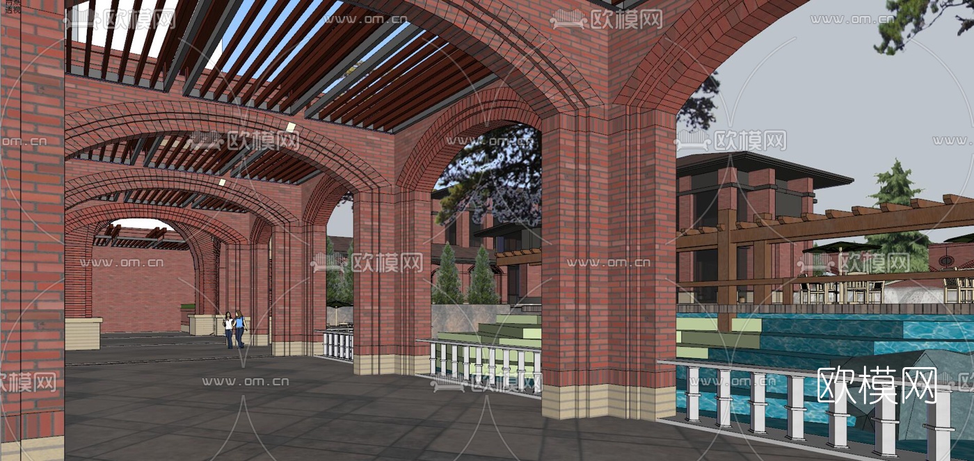 欧式公园入口景观su模型下载（渲染图5）
