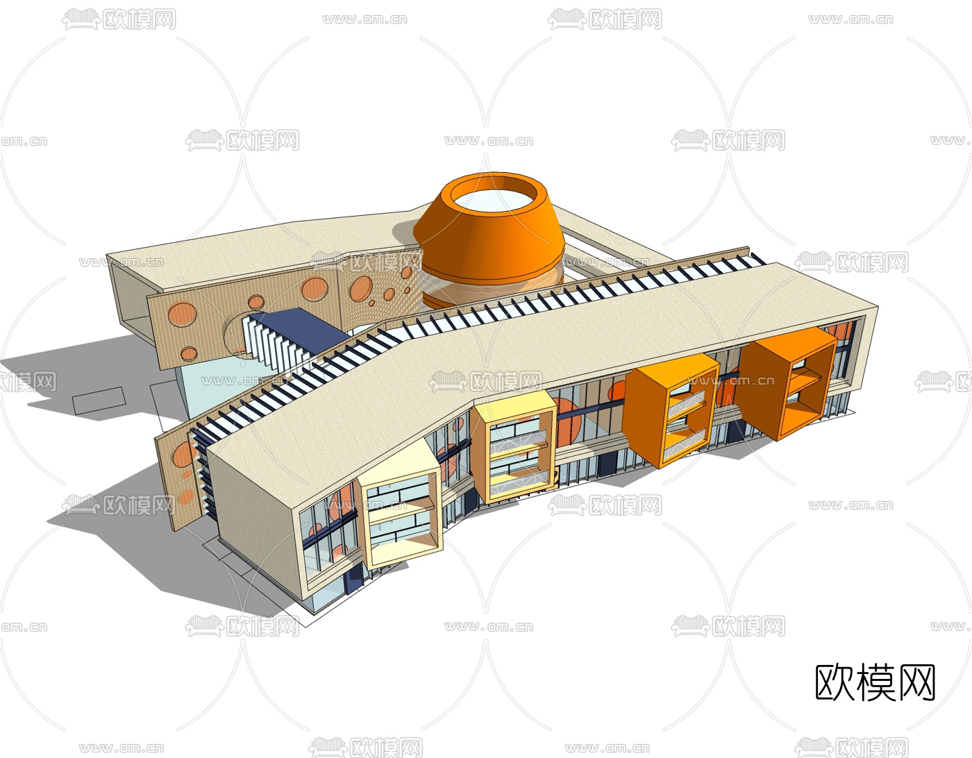 现代幼儿园免费su模型下载