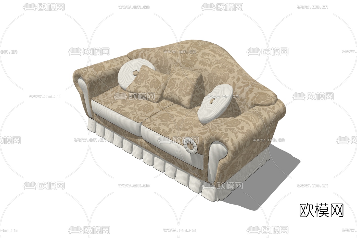 简欧双人沙发免费su模型下载