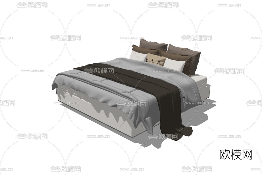 现代双人床免费su模型下载_ID10344139_sketchup模型下载-欧模网