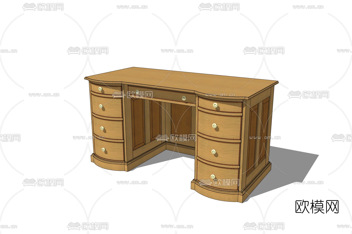 欧式实木书桌免费su模型下载