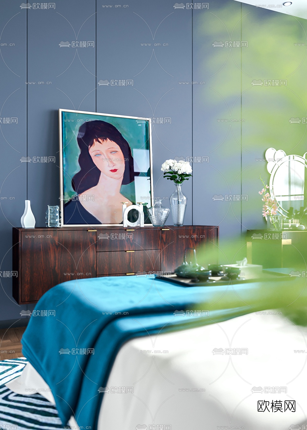 后现代轻奢卧室3d模型