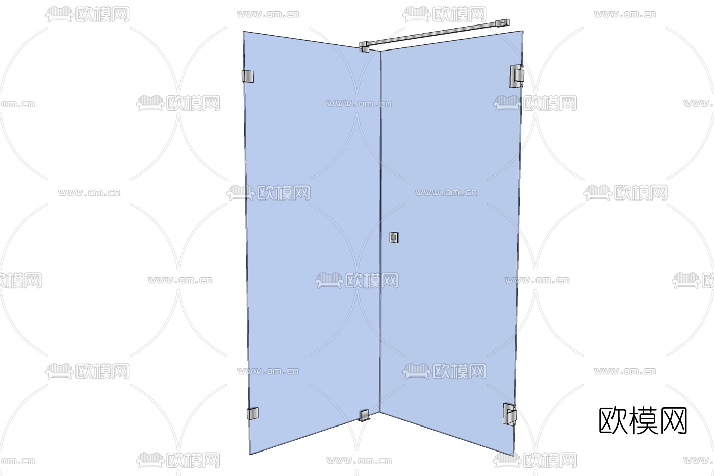 现代玻璃淋浴房su模型下载