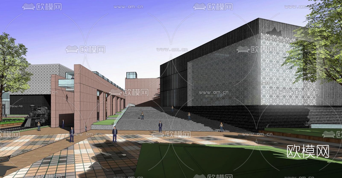 现代科技馆外观su模型下载（渲染图4）