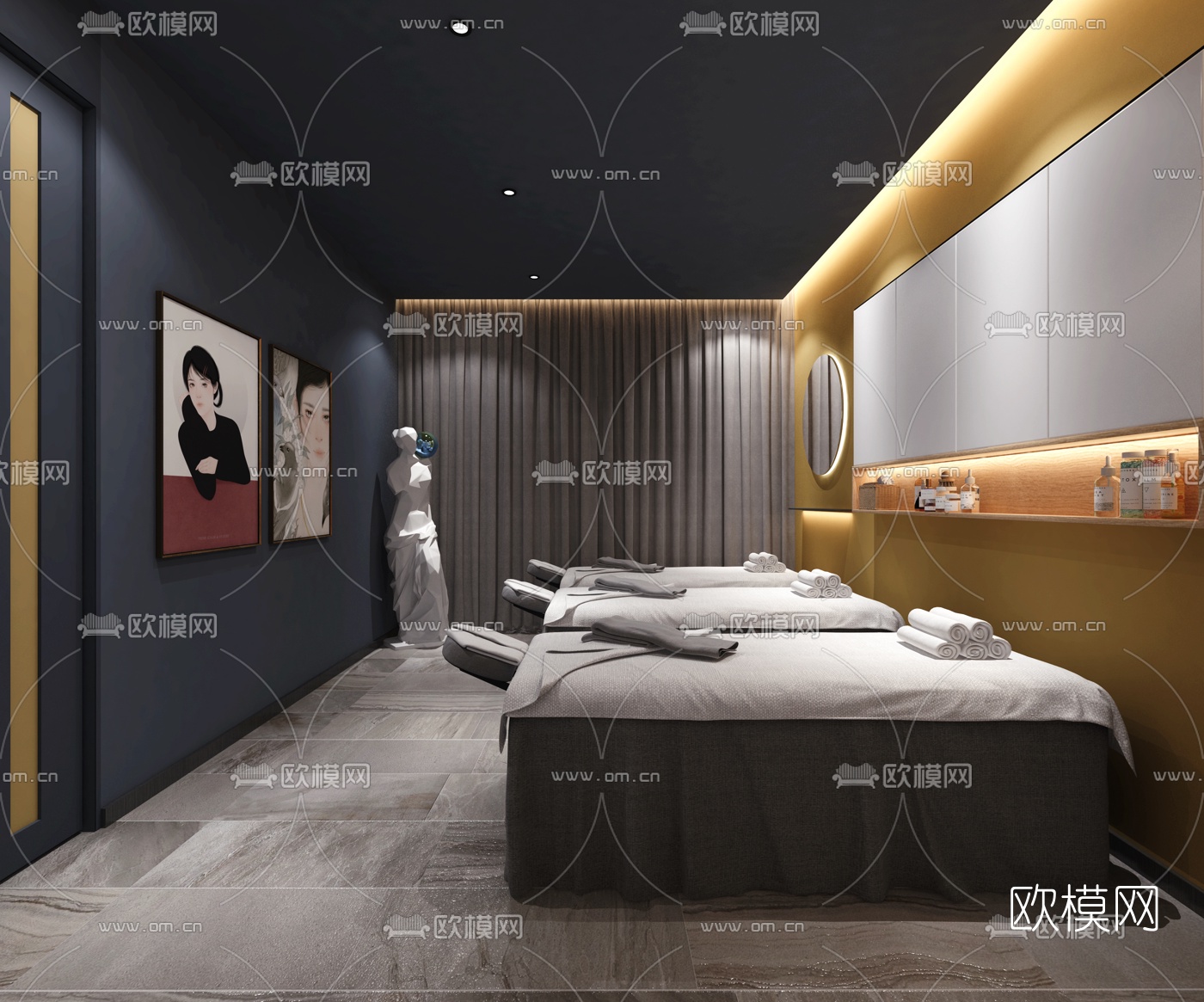 现代足疗店包间3d模型