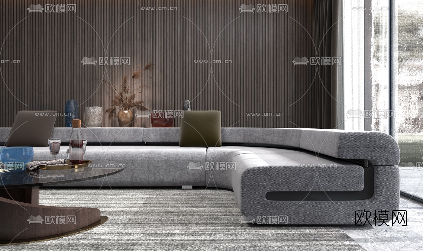 现代客厅沙发组合3d模型下载（渲染图2）