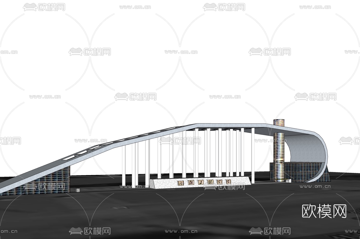 现代公园景观门头免费su模型下载