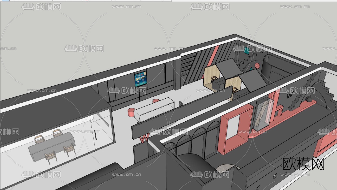 现代网红展厅su模型下载（渲染图7）