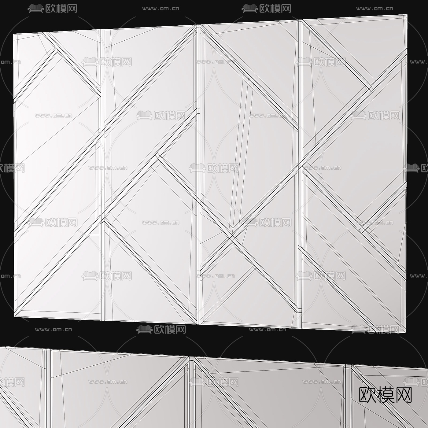 现代硬包床头背景墙免费3d模型