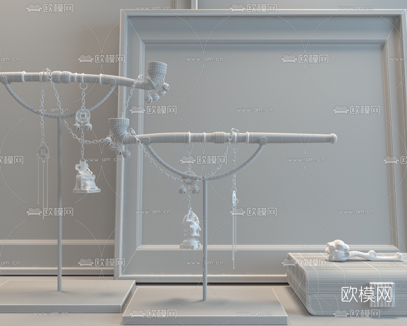 中式烟杆烟斗摆件3d模型